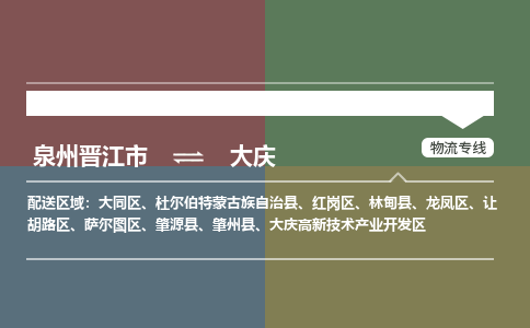 泉州晋江市到大庆大庆高新技术产业开发区物流:泉州晋江市到大庆大庆高新技术产业开发区专线货运